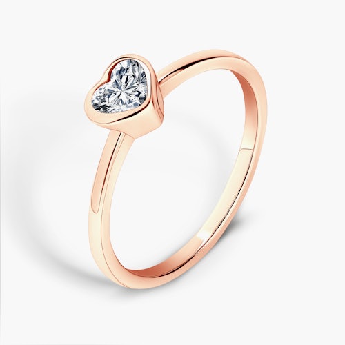 Pierścionek zaręczynowy Pure: różowe złoto, diament w szlifie serce